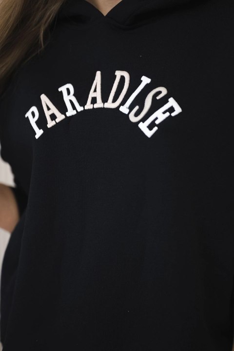 Komplet bawełniany z haftowanym napisem Paradise czarny Komplet bawełniany z haftowanym napisem Paradise czarny