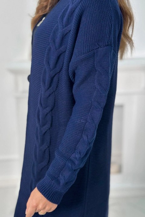Sweter Kardigan splot warkocz granatowy Sweter Kardigan splot warkocz granatowy