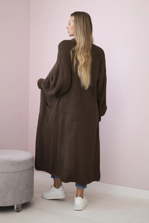 Sweter długi kardigan brązowy Sweter długi kardigan brązowy
