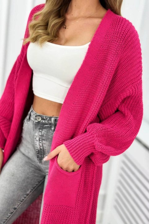 Sweter długi kardigan fuksja Sweter długi kardigan fuksja