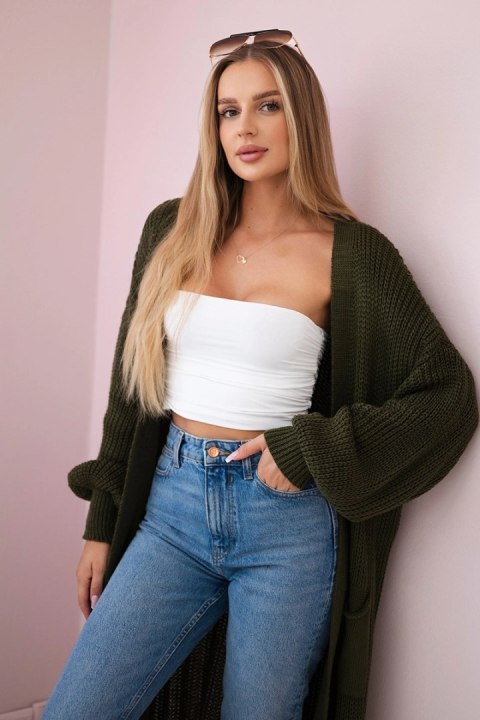 Sweter długi kardigan khaki Sweter długi kardigan khaki