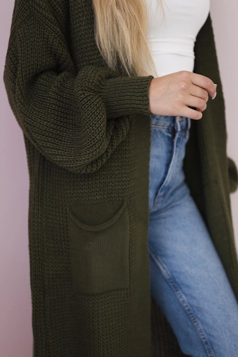 Sweter długi kardigan khaki Sweter długi kardigan khaki