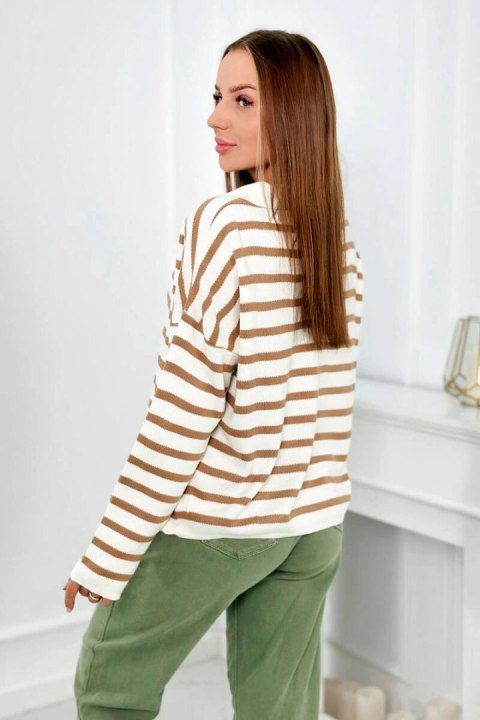 Sweter w paski camelowy Sweter w paski camelowy
