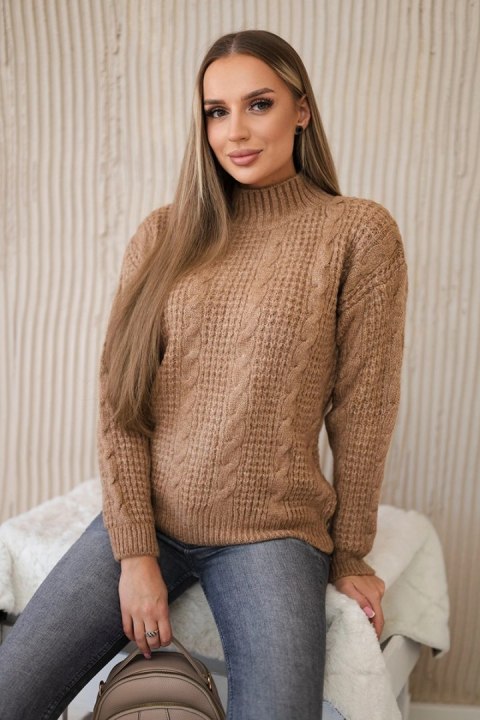 Sweter wkładany przez głowę camelowy Sweter wkładany przez głowę camelowy