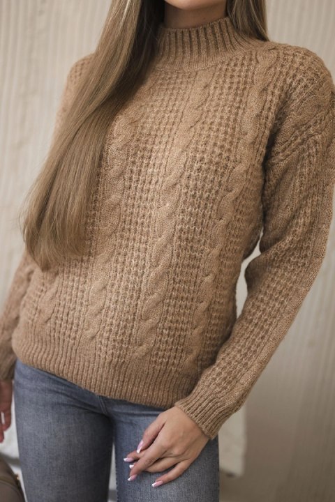 Sweter wkładany przez głowę camelowy Sweter wkładany przez głowę camelowy