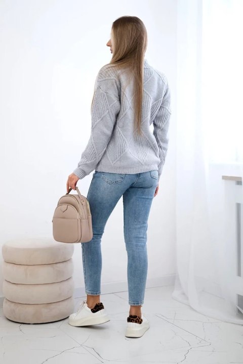 Sweter wkładany przez głowę w romby szary Sweter wkładany przez głowę w romby szary