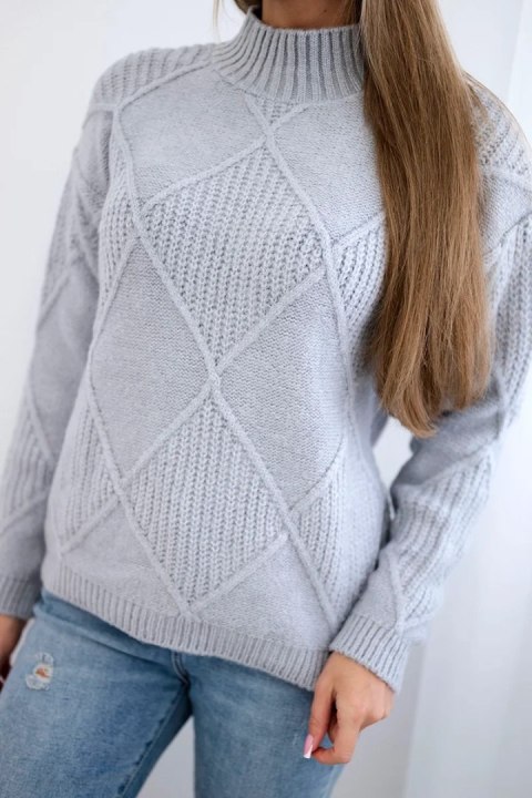 Sweter wkładany przez głowę w romby szary Sweter wkładany przez głowę w romby szary