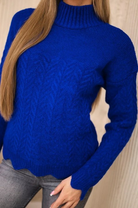 Sweter z ozdobną falbanką chabrowy Sweter z ozdobną falbanką chabrowy