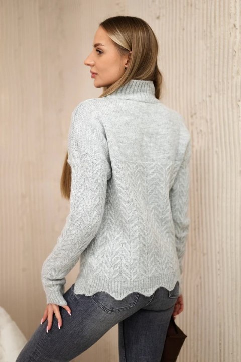 Sweter z ozdobną falbanką szary Sweter z ozdobną falbanką szary