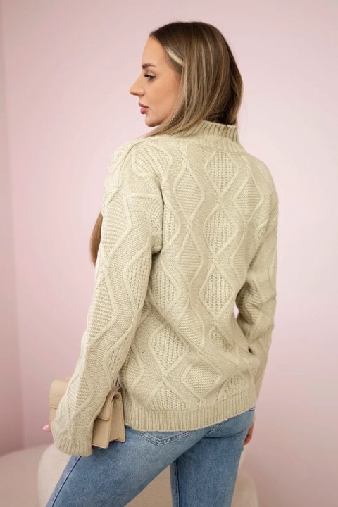 Sweter z ozdobnym splotem beżowy Sweter z ozdobnym splotem beżowy