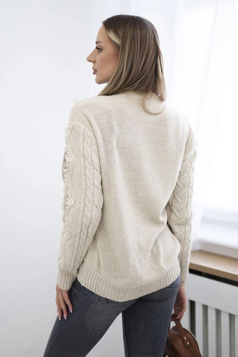 Sweter z warkoczowym splotem beżowy Sweter z warkoczowym splotem beżowy