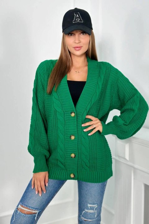 Sweter zapinany na guziki z bufiastymi rękawami zielony Sweter zapinany na guziki z bufiastymi rękawami zielony