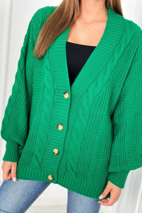 Sweter zapinany na guziki z bufiastymi rękawami zielony Sweter zapinany na guziki z bufiastymi rękawami zielony