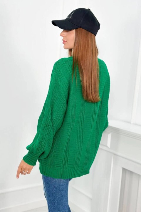 Sweter zapinany na guziki z bufiastymi rękawami zielony Sweter zapinany na guziki z bufiastymi rękawami zielony