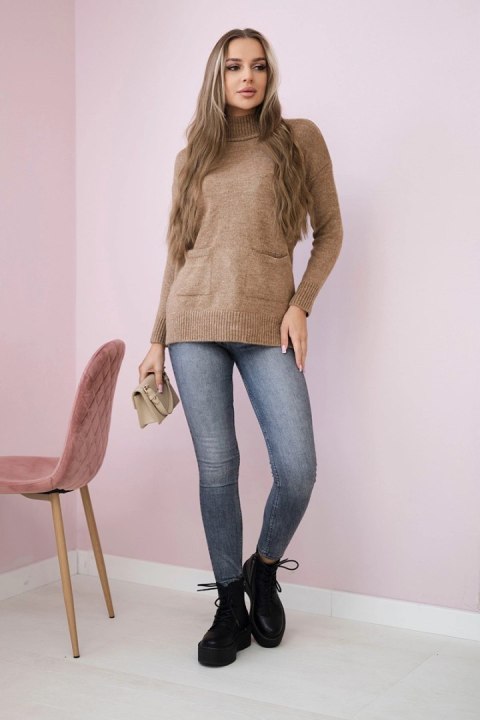Sweter ze stójką camelowy Sweter ze stójką camelowy