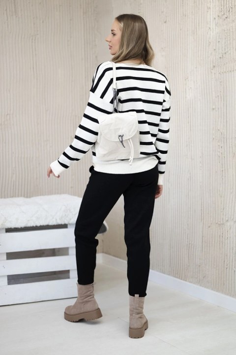 Komplet sweterkowy Bluza w paski + Spodnie czarny Komplet sweterkowy Bluza w paski + Spodnie czarny