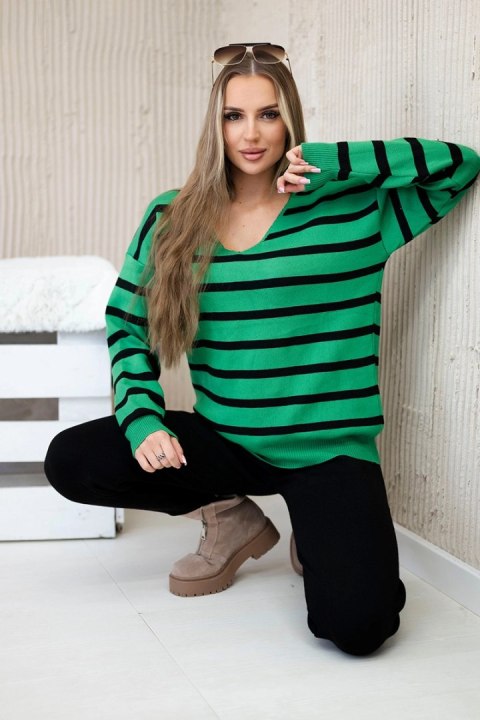 Komplet sweterkowy Bluza w paski + Spodnie zielony Komplet sweterkowy Bluza w paski + Spodnie zielony