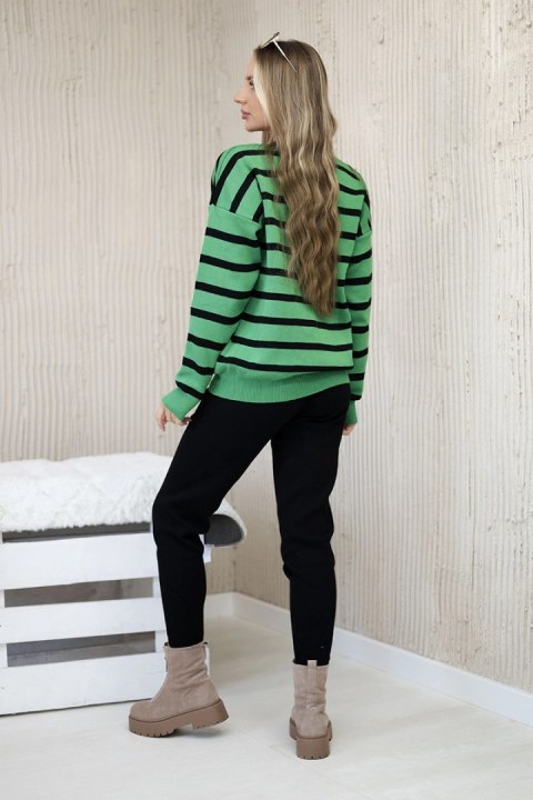 Komplet sweterkowy Bluza w paski + Spodnie zielony Komplet sweterkowy Bluza w paski + Spodnie zielony