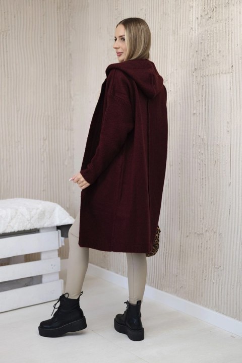 Sweter Kardigan z kapturem bordowy Sweter Kardigan z kapturem bordowy
