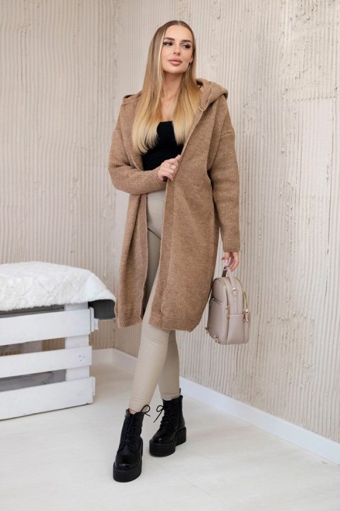 Sweter Kardigan z kapturem camelowy Sweter Kardigan z kapturem camelowy