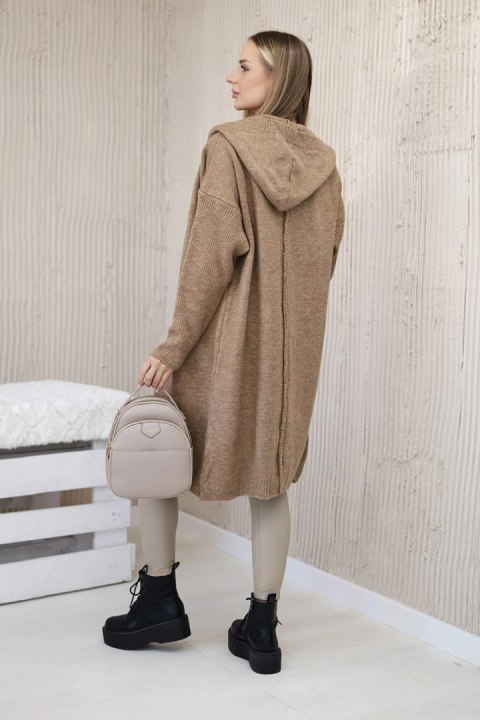 Sweter Kardigan z kapturem camelowy Sweter Kardigan z kapturem camelowy