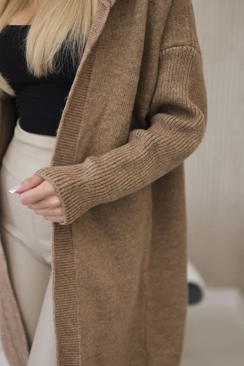 Sweter Kardigan z kapturem camelowy Sweter Kardigan z kapturem camelowy