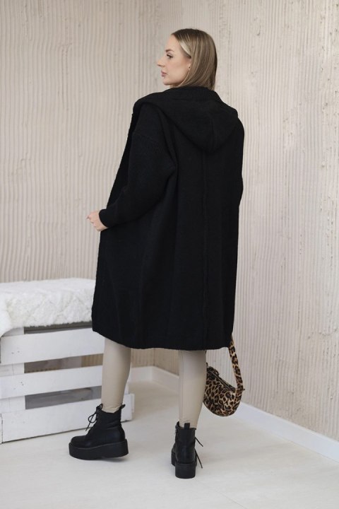 Sweter Kardigan z kapturem czarny Sweter Kardigan z kapturem czarny