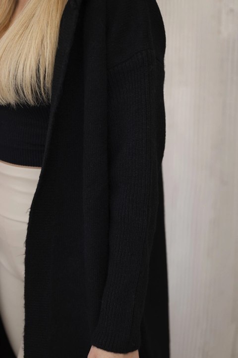 Sweter Kardigan z kapturem czarny Sweter Kardigan z kapturem czarny