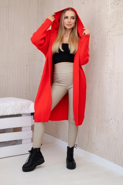 Sweter Kardigan z kapturem czerwony Sweter Kardigan z kapturem czerwony