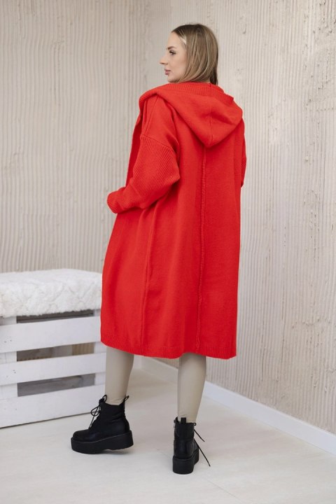 Sweter Kardigan z kapturem czerwony Sweter Kardigan z kapturem czerwony