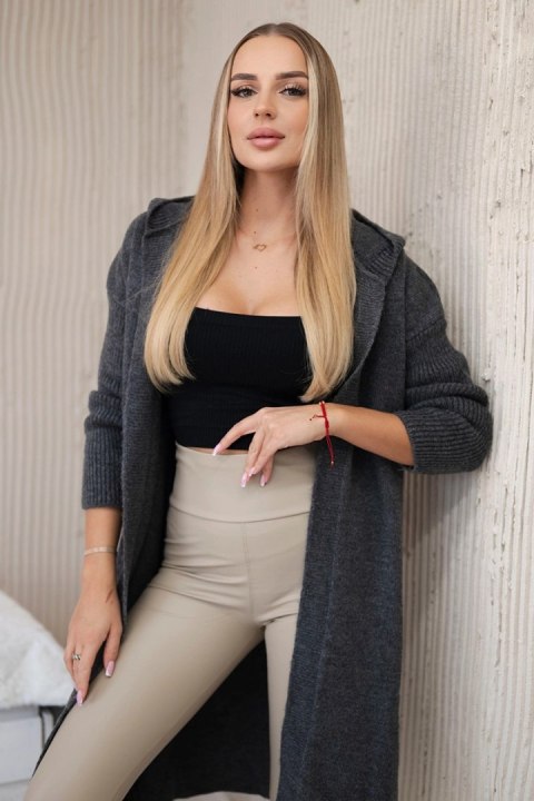 Sweter Kardigan z kapturem grafitowy Sweter Kardigan z kapturem grafitowy