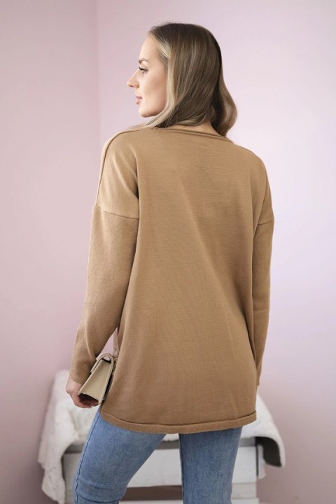 Sweter z kieszeniami z przodu camelowy Sweter z kieszeniami z przodu camelowy