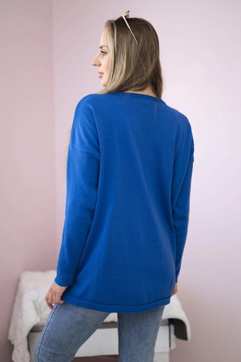 Sweter z kieszeniami z przodu chabrowy Sweter z kieszeniami z przodu chabrowy