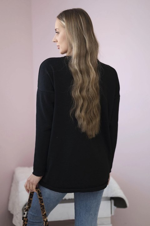 Sweter z kieszeniami z przodu czarny Sweter z kieszeniami z przodu czarny