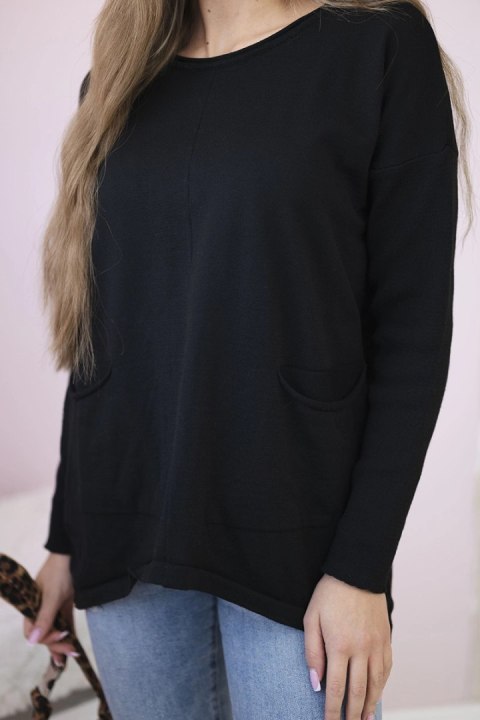 Sweter z kieszeniami z przodu czarny Sweter z kieszeniami z przodu czarny