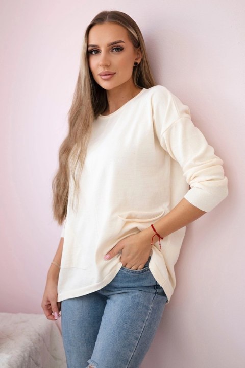 Sweter z kieszeniami z przodu ecru Sweter z kieszeniami z przodu ecru