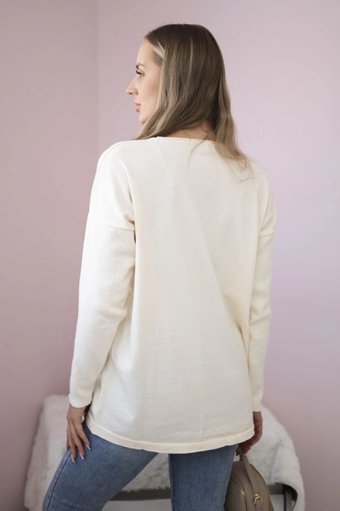 Sweter z kieszeniami z przodu ecru Sweter z kieszeniami z przodu ecru