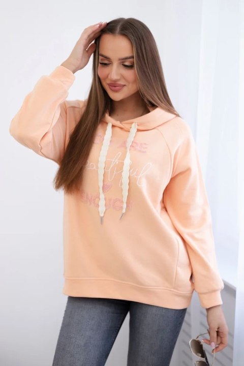 Bluza bawełniana z kapturem brzoskwiniowa Bluza bawełniana z kapturem brzoskwiniowa