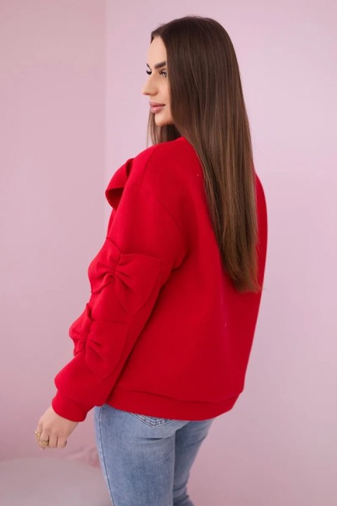 Bluza ocieplana z ozdobnymi kokardami czerwona Bluza ocieplana z ozdobnymi kokardami czerwona