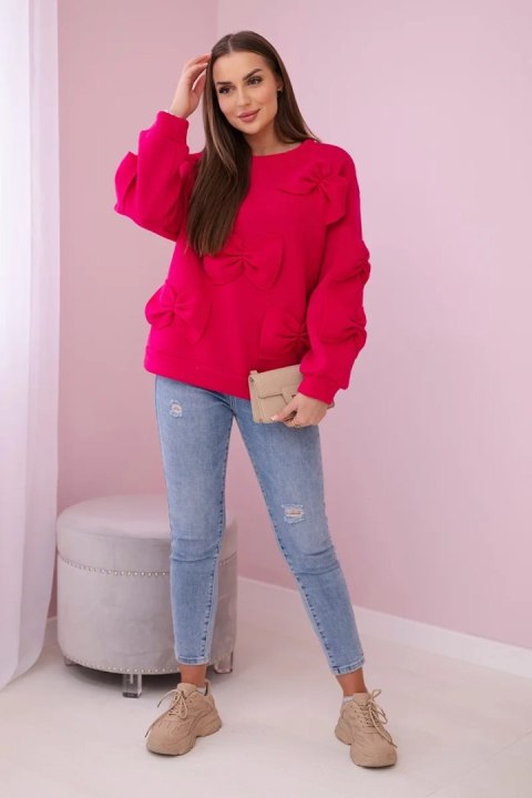 Bluza ocieplana z ozdobnymi kokardami fuksja Bluza ocieplana z ozdobnymi kokardami fuksja