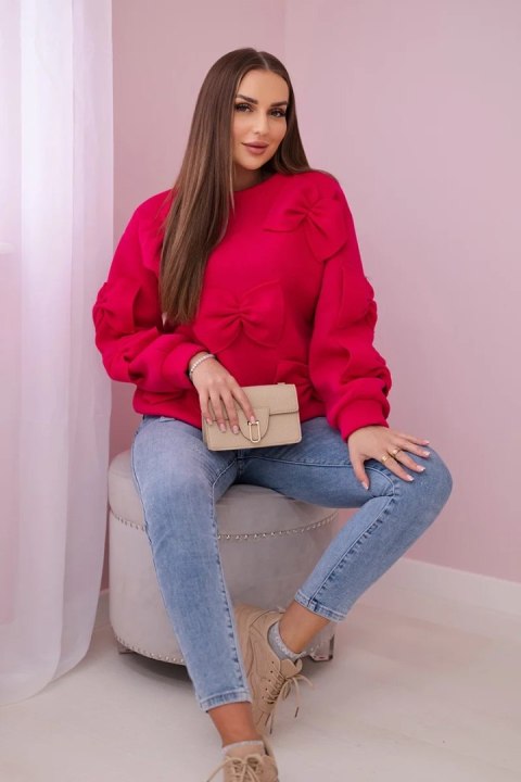 Bluza ocieplana z ozdobnymi kokardami fuksja Bluza ocieplana z ozdobnymi kokardami fuksja