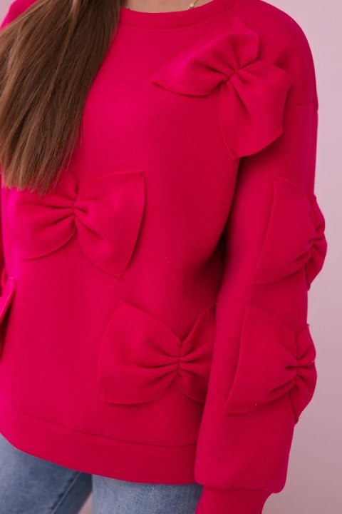 Bluza ocieplana z ozdobnymi kokardami fuksja Bluza ocieplana z ozdobnymi kokardami fuksja