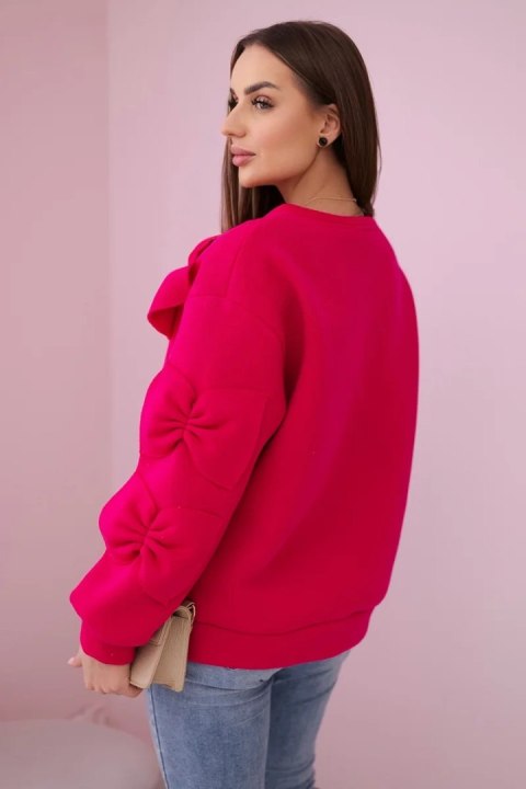 Bluza ocieplana z ozdobnymi kokardami fuksja Bluza ocieplana z ozdobnymi kokardami fuksja