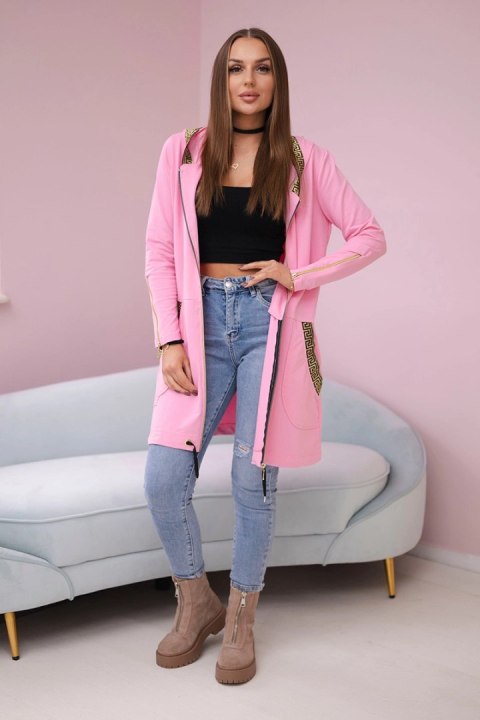 Bluza z ozdobną taśmą jasno różowa Bluza z ozdobną taśmą jasno różowa