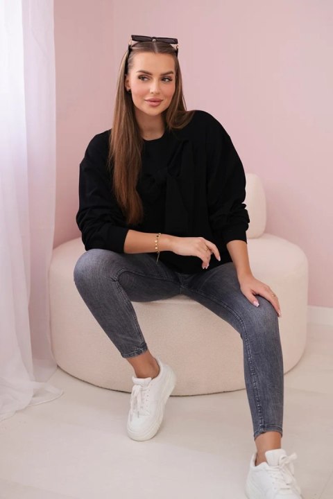 Bluzka bawełniana z kokardą czarna Bluzka bawełniana z kokardą czarna