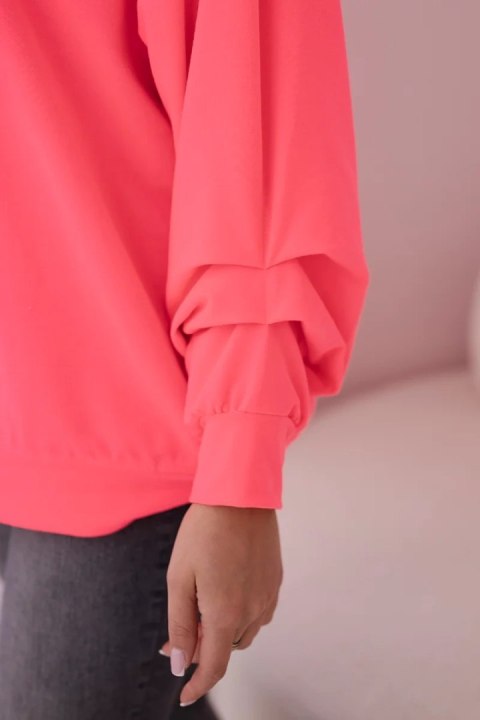 Bluzka bawełniana z kokardą różowy neon Bluzka bawełniana z kokardą różowy neon