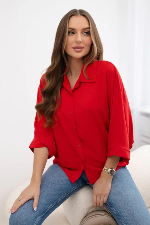 Bluzka oversize zapinana na guziki czerwona Bluzka oversize zapinana na guziki czerwona
