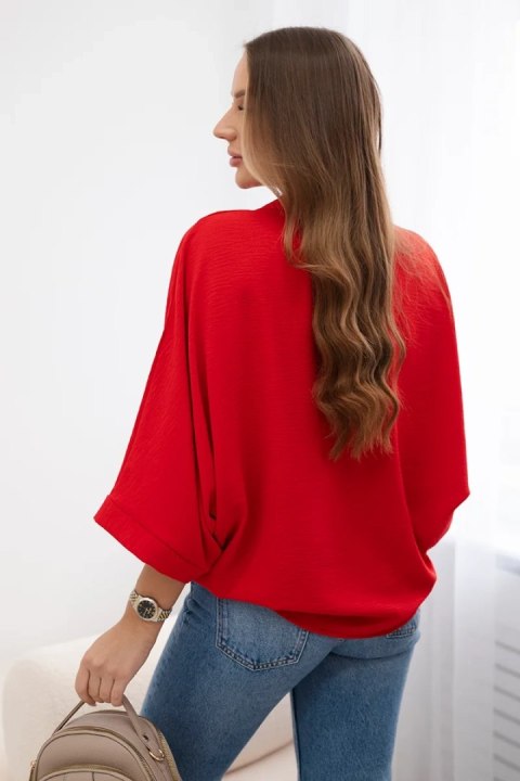 Bluzka oversize zapinana na guziki czerwona Bluzka oversize zapinana na guziki czerwona