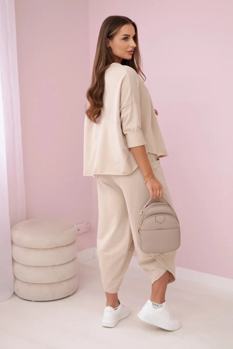 Komplet bawełniany bluza + spodnie beżowy Komplet bawełniany bluza + spodnie beżowy
