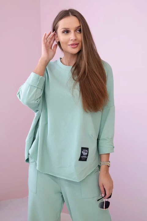 Komplet bawełniany bluza + spodnie ciemno miętowy Komplet bawełniany bluza + spodnie ciemno miętowy